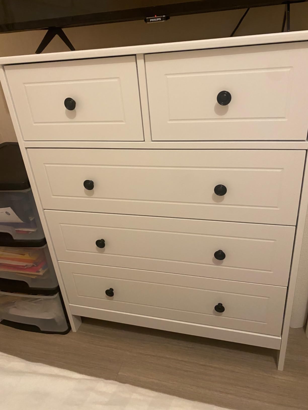 Avis Commode Montessori HOMCOM blanche à 5 tiroirs : rangement pour chambre et bureau