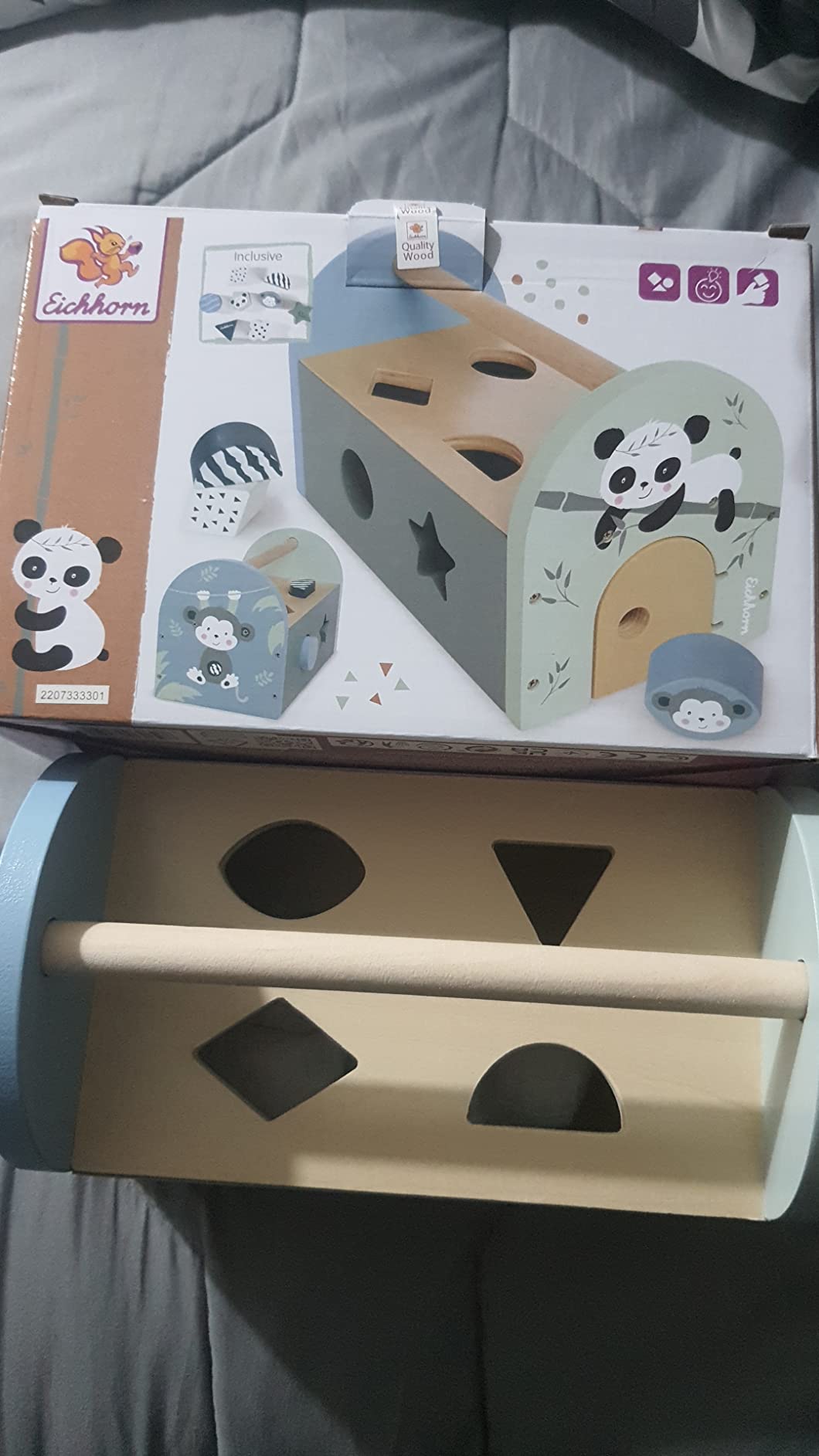 Avis Boîte à formes Montessori Panda Eichhorn : jouet d’éveil en bois dès 1 an