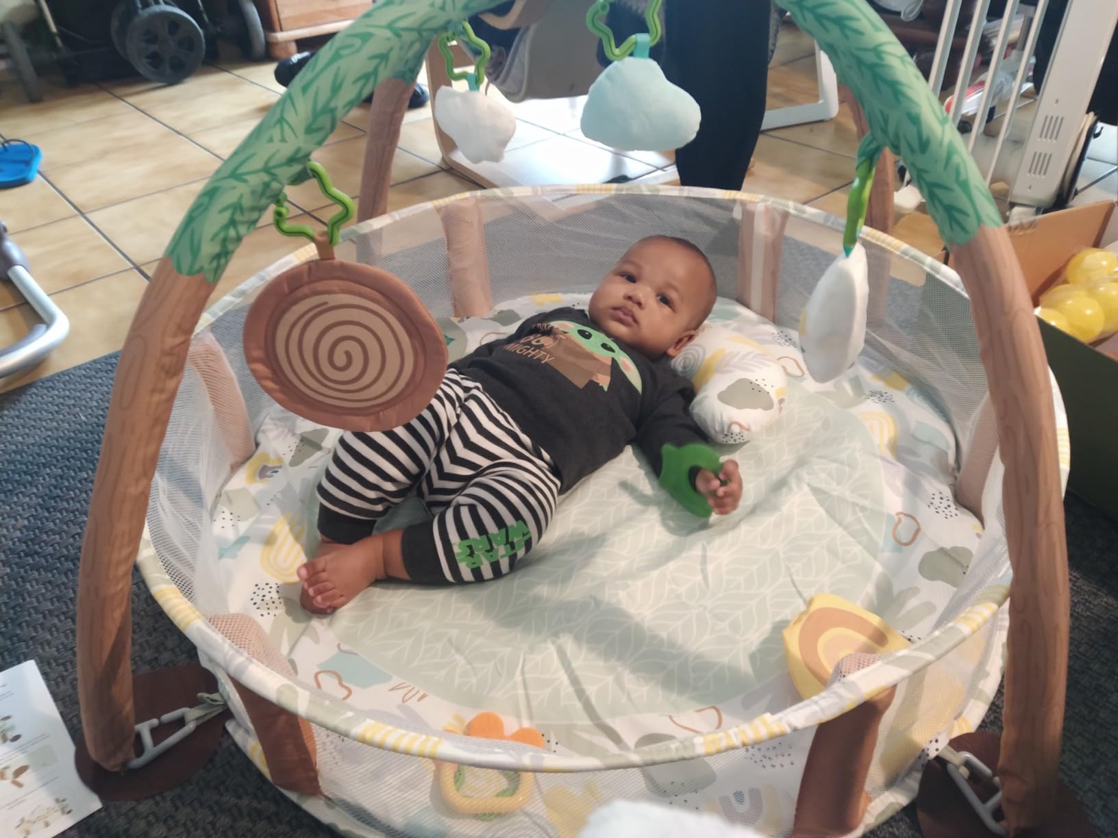 Tapis D'éveil Bébé Avec Lumières Et Musique - 5 Jouets Suspendus Détachables, Lavable, Pour Développement Sensoriel