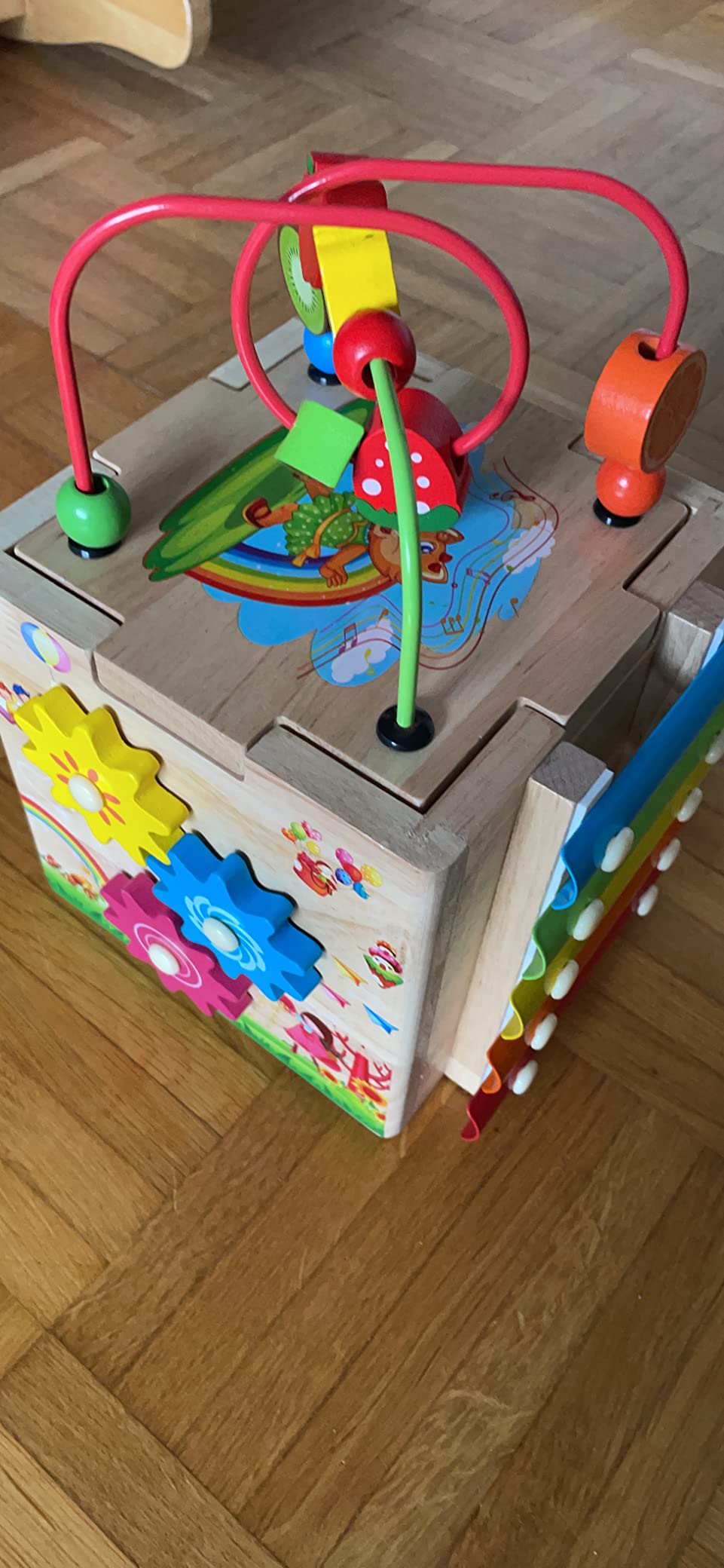 Cube D'activités En Bois 7 En 1 Pour Bébé Dès 1 An - Jouet Montessori éducatif Avec Xylophone, Labyrinthe Et Trieur De Formes