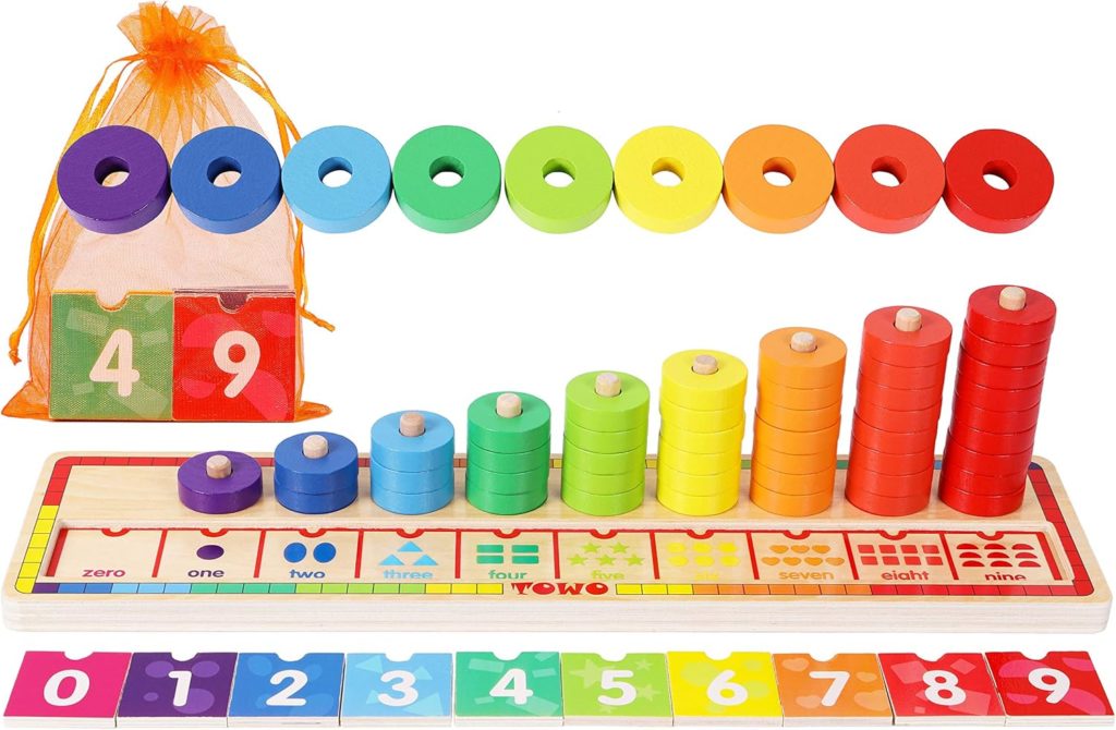 Anneaux à Empiler Arc-en-ciel - Jouet Bébé Développement Motricité Fine - Jeu éducatif 12 Mois Et Plus - 2