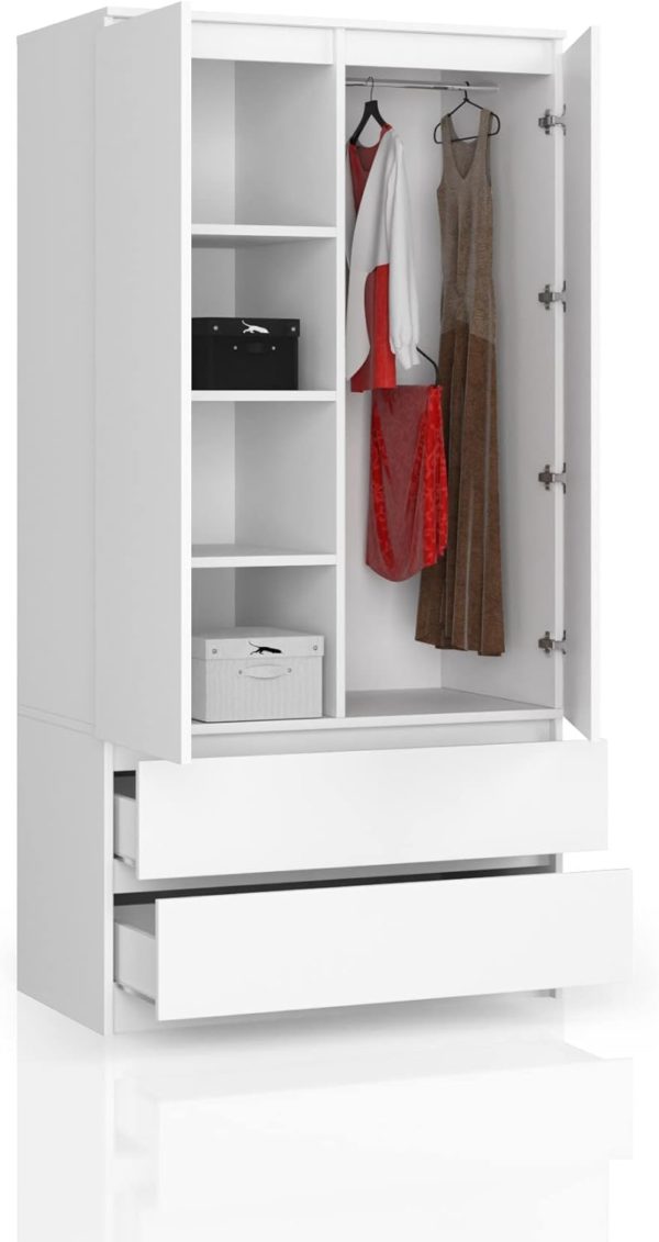 Armoire Montessori BDW avec penderie et tiroirs pour chambre et salon