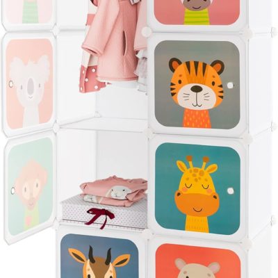 Armoire Montessori Costway 8 Cubes pour Enfants avec Motifs Animaux