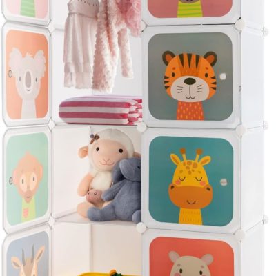 Armoire Montessori DREAMADE : Rangement Modulable 8 Cubes pour Enfants