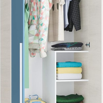 Armoire Montessori Habitdesign pour enfants en blanc et bleu Alpes