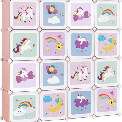 Armoire Montessori Songmics 16 Cubes en Rose : Rangement Idéal pour Jouets et Vêtements Enfant