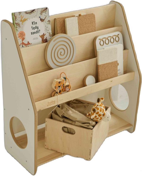 Bibliothèque Montessori Babywood en bois pour chambre d'enfant