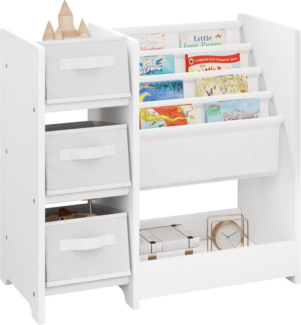 Bibliothèque Montessori Lestarain : rangement livres et jouets avec boîtes amovibles