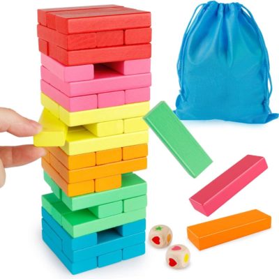 Blocs d'empilement colorés Montessori : le jeu sensoriel éducatif idéal