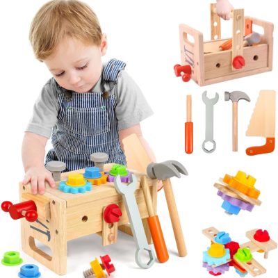 Boîte à outils en bois Montessori pour enfants de 2 à 6 ans