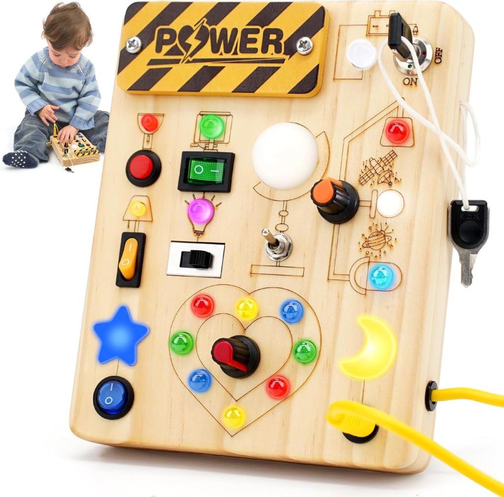 Tableau Montessori Busy Board Électronique - Jouet Sensoriel Avec Lumières LED Et Interrupteurs - Enfant 1-4 Ans - Cadeau Éducatif - 2