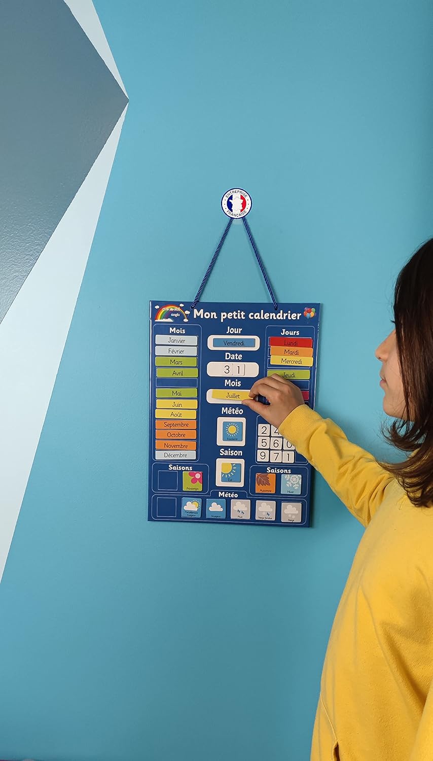 Calendrier Magnétique éducatif Pour Enfants - Semainier Mur Ou Frigo 40x33 Cm Avec 45 étiquettes