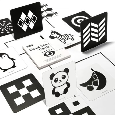 Cartes d'activités Montessori en noir et blanc pour bébé 0-3 mois