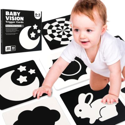 Cartes d'éveil Montessori noir et blanc pour bébés 0-3 mois