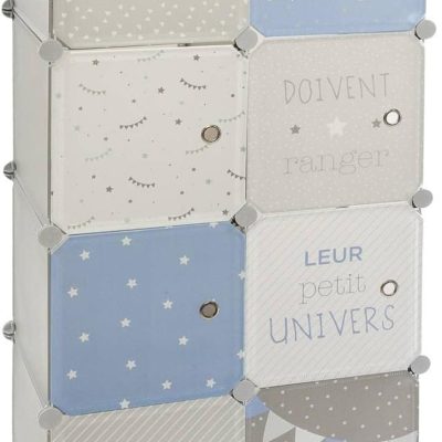 Casier de rangement Montessori gris et bleu pour enfant Atmosphera 65x125 cm