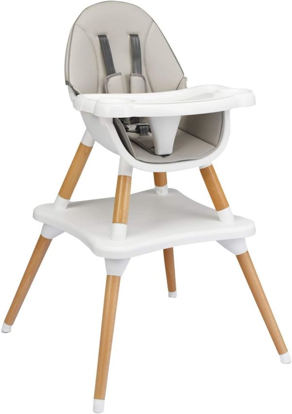 Chaise haute bébé 4 en 1 Montessori convertible avec plateau réglable