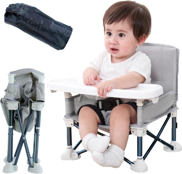 Chaise haute bébé Montessori portable et pliable JIAMIAN - Gris