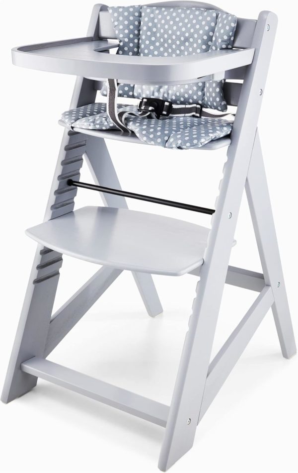 Chaise haute bébé évolutive Montessori Moby-System en bois gris