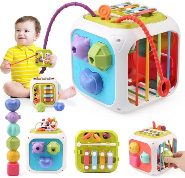 Cube d'activités Montessori : jouet éducatif pour bébé de 1 à 2 ans
