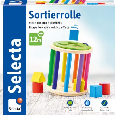 Cylindre d'encastrement Montessori Selecta en bois : découverte des formes géométriques