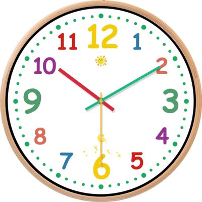 Horloge Montessori silencieuse de 12 pouces pour enfants par WONZOM