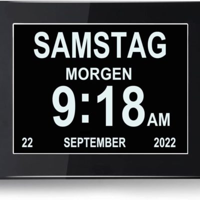 Horloge Numérique LCD 8" Ykall : Calendrier Montessori pour Seniors et Enfants