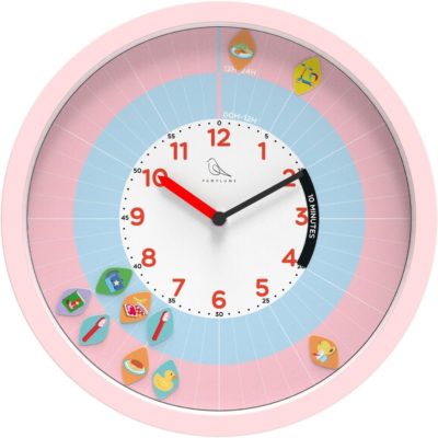 Horloge d'apprentissage Montessori Pamplume pour enfants - Rose