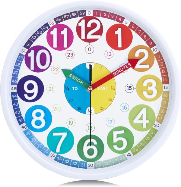 Horloge murale Montessori colorée pour enfant - Lafocuse 30 cm