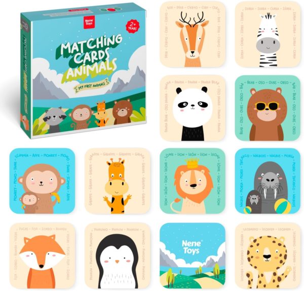 Jeu de mémoire Montessori Nene Toys avec cartes d'animaux pour enfants de 2 à 5 ans