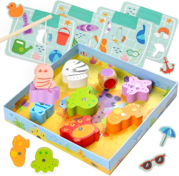 Jeu de pêche Montessori en bois pour enfants de 2 et 3 ans