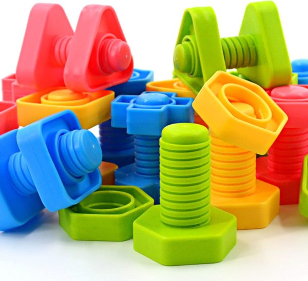 Jeu d'écrous et boulons Montessori SIENIANLINE 32 pcs : apprentissage du bricolage en couleurs
