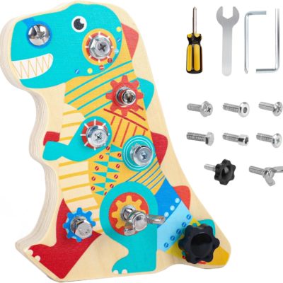 Jouet Montessori Dinosaure à Vis en Bois : Apprentissage Bricolage pour Enfants 3-6 ans