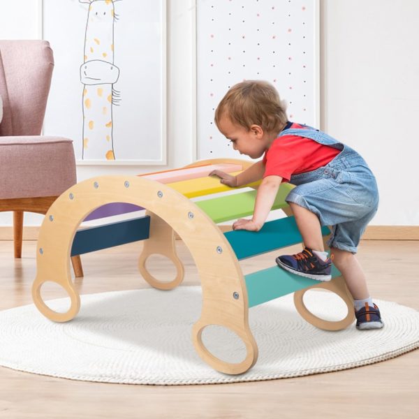 Jouet d'escalade Montessori arc-en-ciel pour tout-petits : ensemble en bois Tookyland