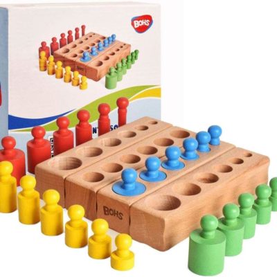 Jouet éducatif Montessori : Cylindres à boutons pour développer la motricité fine des tout-petits