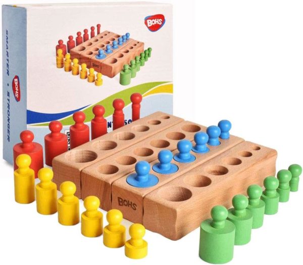Jouet éducatif Montessori : Cylindres à boutons pour développer la motricité fine des tout-petits