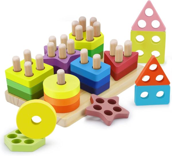 Jouets Montessori Kizmyee : 25 pièces en bois pour l'apprentissage des 1-3 ans