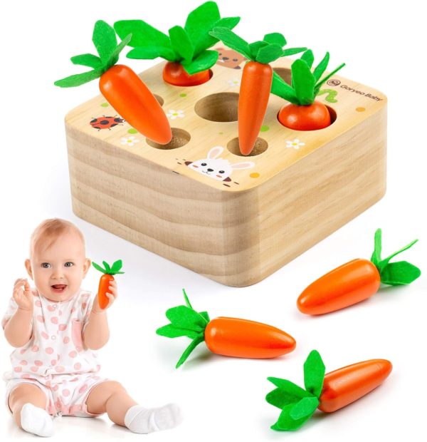 Jouets Montessori en bois : Tangram d'assemblage de carottes pour enfants