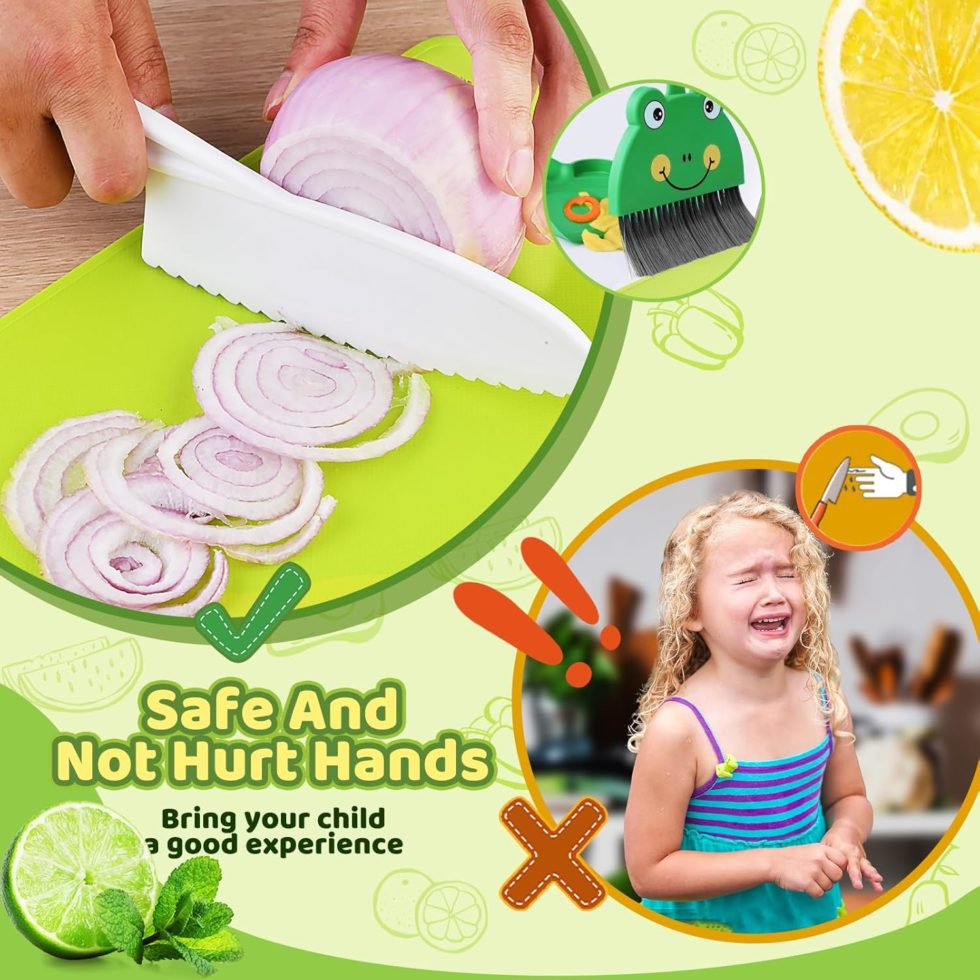 Kit De Couteaux De Cuisine Sécuritaires Pour Enfants - 17 Pièces Montessori, Sans Danger, Pour Apprendre à Couper Fruits Et Légumes, Dès 2 Ans