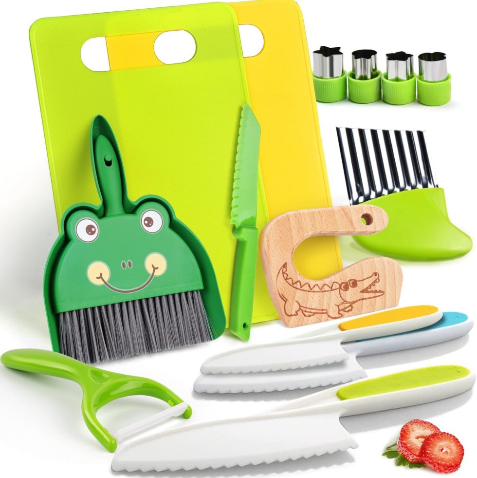 Azyvum Kit de Sécurité pour Enfants - 16 Pièces Couteau Enfant pour Couper et Cuire des Fruits ou Légumes | Ne Coupe Pas, à Partir de 2 Ans Azyvum Kit de Sécurité pour Enfants - 16 Pièces Couteau Enfant pour Couper et Cuire des Fruits ou Légumes | Ne Coupe Pas, à Partir de 2 Ans