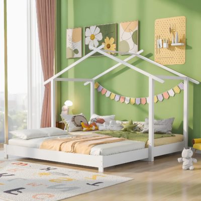 Lit Montessori Merax 90/180 x 190 cm pour enfant et adolescent - Blanc