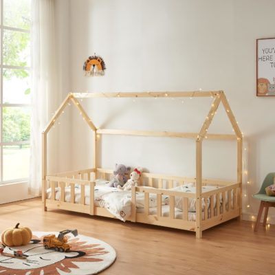 Lit Montessori en forme de maison robuste et design 200x90 cm