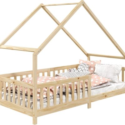 Lit Montessori en pin massif : le lit cabane Cora pour enfant