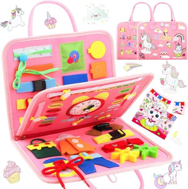 Planche d'activité Montessori Maomaoyu 3 couches pour enfant 1-4 ans - Cadeau idéal avec motif licorne