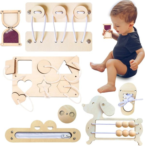 Planches d'activités Montessori Tulov pour enfants de 1 à 6 ans : Lot de 7 puzzles en bois