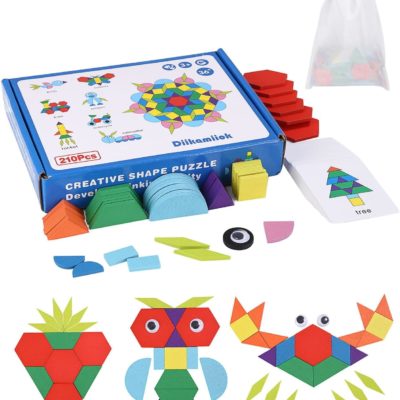 Puzzle Tangram Montessori en bois 210 pièces : jeu éducatif pour enfants