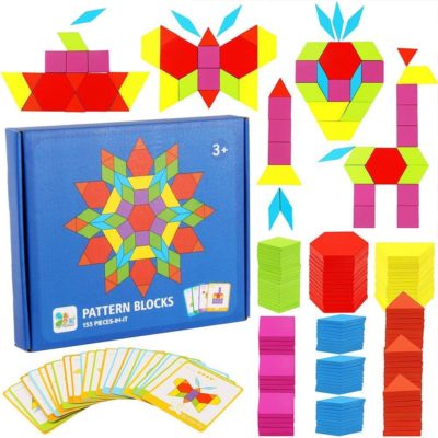 Puzzle Tangram Montessori en bois pour enfants 3+ : pack de 155 pièces