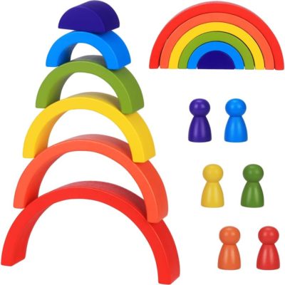 Puzzle arc-en-ciel Montessori en bois : jeu éducatif pour enfants