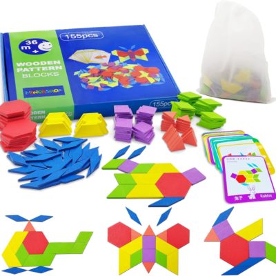 Puzzle en bois Montessori Tangram : jouet éducatif pour enfants avec 130 pièces géométriques