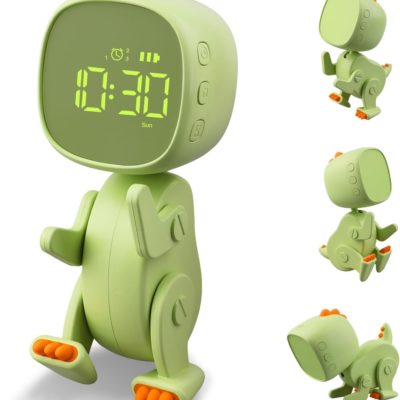 Réveil Lumineux Numérique Enfant Ayybboo Vert : Alarme Montessori Réglable et USB Charge