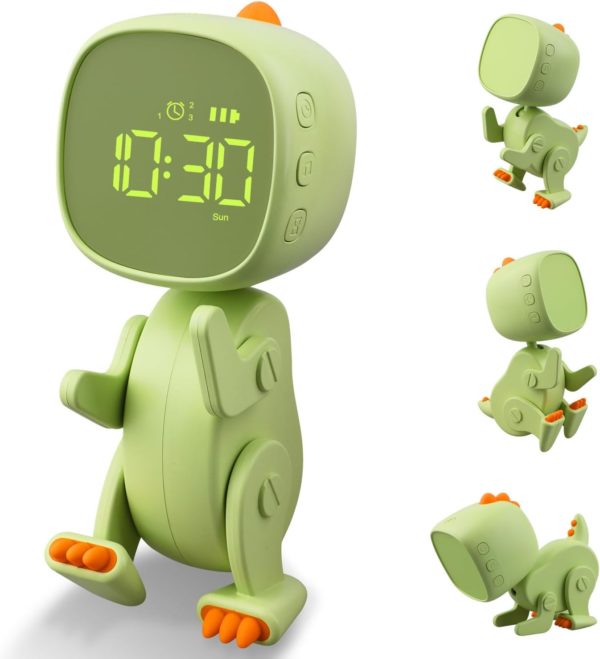Réveil Lumineux Numérique Enfant Ayybboo Vert : Alarme Montessori Réglable et USB Charge